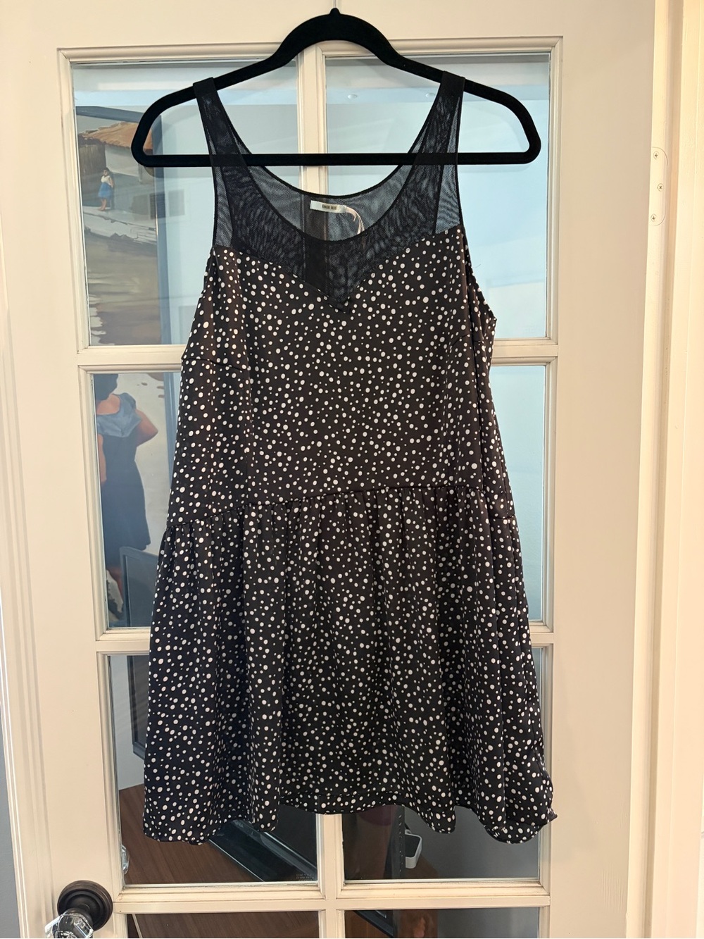 Kimchi Blue Black and White Polka Dot Sleeveless Mini Dress